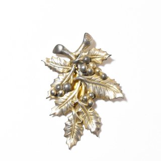 Vintage 1940's goldmetalhollymotif clip brooch