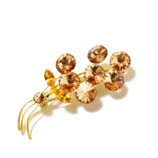  Vintage 1950'sbrownyellow rhinestone brooch