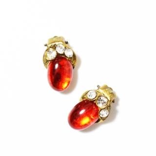 Vintage 1930s clearred rhinestoneglass goldmetal earrings