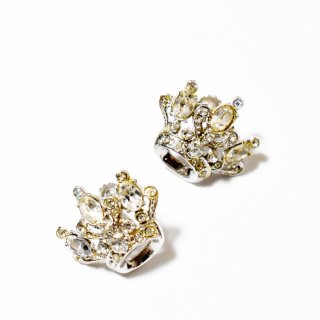 VintageCORO 1950s clear rhinestone silvermetal crown motif earrings