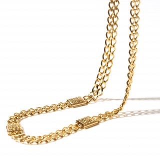 Vintage 1980's Nina Ricci gold tone square rhinestone chain necklace