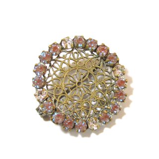 Antique Saphiret glass round brooch