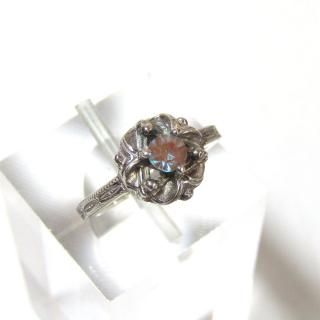 Antique design Saphiret glass silver ring (size11)