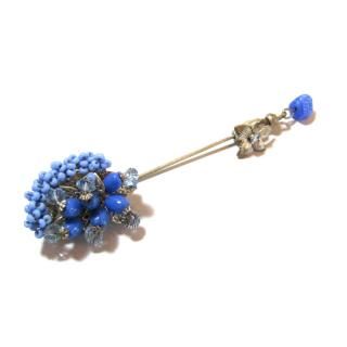 1950s Miriam Haskell blue flower design pin brooch