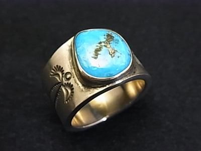 美品 Herman Smith ナバホ族 リング キングマン ターコイズ