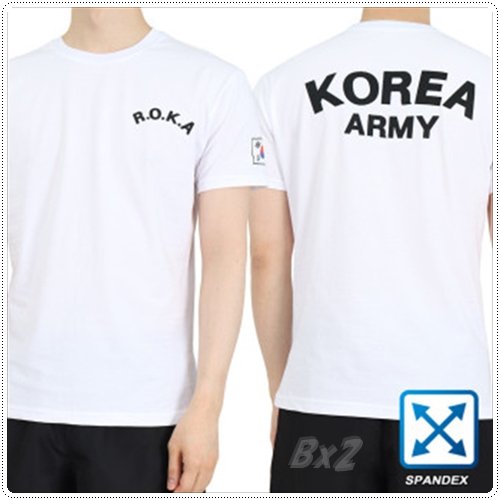 韓国軍服 ROKA TEE アーミー半そでTシャツ ホワイト 韓国軍隊 男女共用