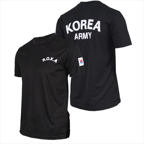 韓国軍服 ROKA TEE アーミー半そでTシャツ ブラック 韓国軍隊 男女共用 ★取寄せ