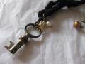 French antique key Necklace M - wool