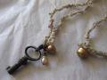 French antique key Necklace S - cotton