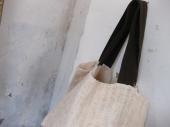 Organic cotton tote bag - brown handle