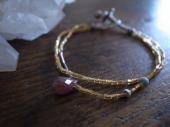 Vintage gold beads + Pink tourmaline bracelet