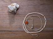 Carnelian + Silver beads necklace - Short