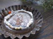 Carnelian + Old shell + Romanglass bracelet