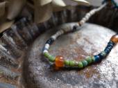 Carnelian + Old glass beads bracelet