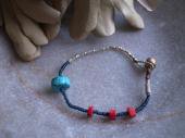 Tibetan turquise + coral bracelet