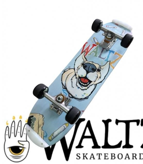 Mini Twin Tail Freestyle Skateboard Deck - Crayon Corgi complete