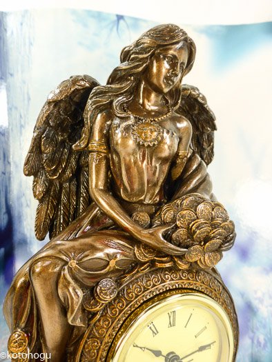 フォルトゥーナ フォーチュナ 幸運の女神の置時計 ローマ神話 レプリカ 天使置物 天使オブジェ 天使フィギュア 販売