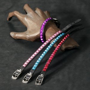 7mm Width Studs Bracelet/Aluminum Color Pyramid StudsBuckle Type)