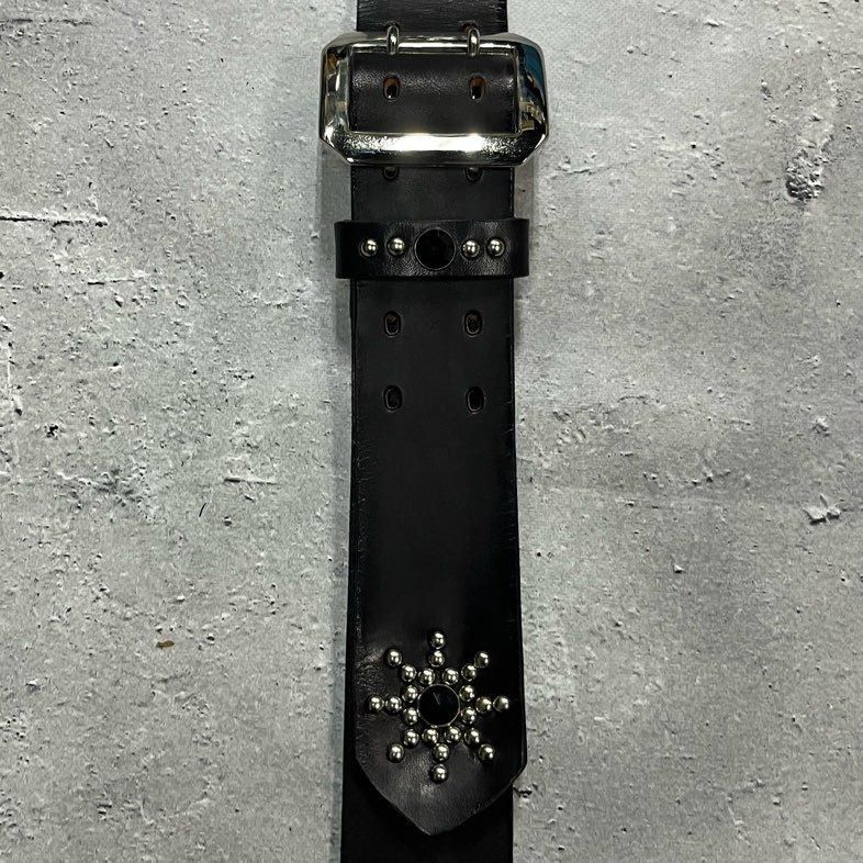 42mm Width Vintage tone Leather Guitar Strap / Vintage Studs 