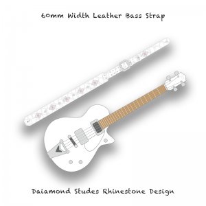  60mm Width Leather Bass Strap / Diamond Studs Design ( Takayuki Murata Model )