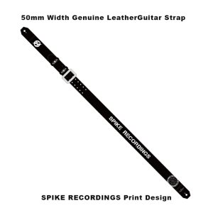 【  50mm Width Soft Leather Guitar Strap / SPIKE RECORDINGS Print Design 】( HISASHI Model )