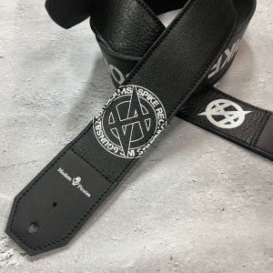   50mm Width Soft Leather Guitar Strap / SPIKE RECORDINGS Print Design ۡHISASHI Model)