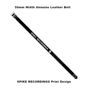 【 50mm Width Soft Leather Belt / SPIKE RECORDINGS Print Design 】