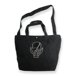  ModernPirate. Skull Chain Stitch Design Embroidered Patch Heavy Canvas Switching Tote Bag 