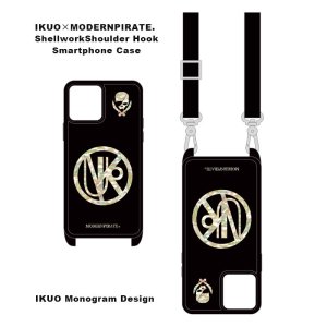    
【 IKUO×MP Shellwork Shoulder Hook  iphone Case / IKUO Monogram Design 001 ( Black ) 】