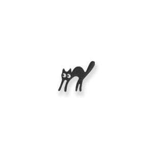 【 Surprised Black Cat Design Patch ( 40mm×37mm ) 】