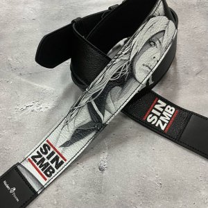   50mm Width Soft Leather Guitar Strap / SIN ZMB Monochrome Print Design 001 ۡHISASHI Model)