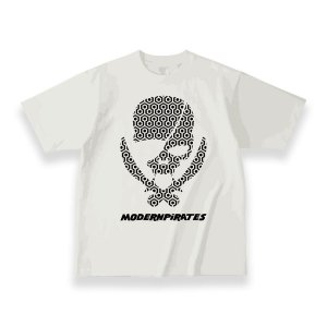  USA Cotton T-shirt / Modern Pirates Skull Hexagon 001 Mono Design 
