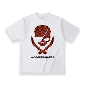  USA Cotton T-shirt / Modern Pirates Skull Hexagon 001 Design 