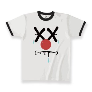  Open End Max Weight Ringer T-Shirt / Pierrot Face Design 