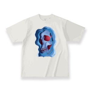  USA Cotton T-shirt / Peeking Skeleton Design 