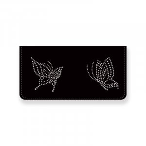  Leather Long Wallet / Two Butterflies Spots Design 