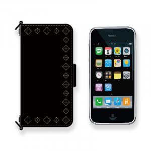  IKUOMODERN PIRATES Leather iPhone Diary Case / Black Pyramid Spots Design 