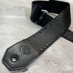  70mm Width Soft Leather Bass Strap / Black Diamond Spots Design (IKUO Model)