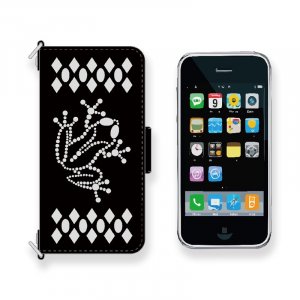  Leather iPhone Wallet Case / Frog Spots Design 