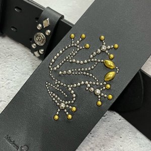  60mm Width Hard Leather Guitar Strap /  Frog Spots Design 