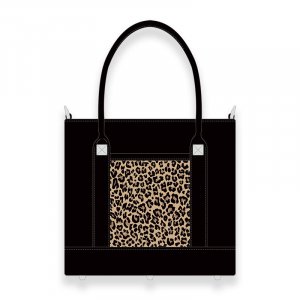  Leather Smal Tote Bag / 2Pyramid Leopard Fur Design 