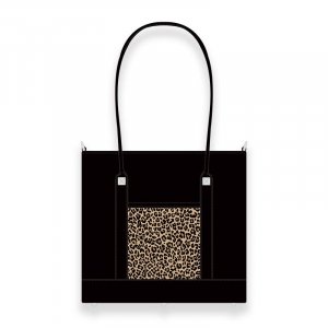  Leather Medium Tote Bag / 2Pyramid Leopard Fur Design 