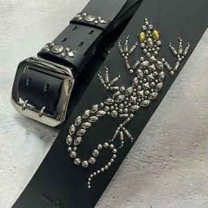  60mm Width Hard Leather Guitar Strap / Lizard Spots Design 