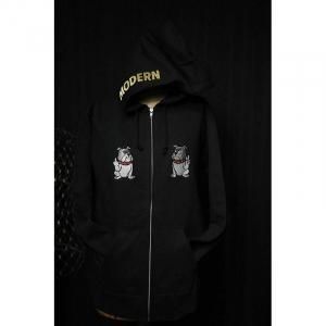  12.4oz Heavyweight Zip Hoodie / Bulldog Giving Peace and Fuck Design (ɽ) 