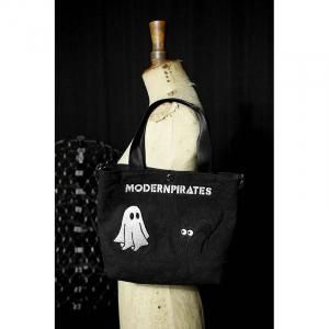  Canvas Smal Tote Bag / Black Cat & Sheet Ghost Design (ɽ) 