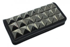 Aligned Large Pyramid Studs Long Wallet