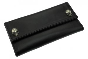 W-Pirates Skull Studs Long Wallet/Soft Leather