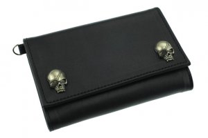 W-Pirates Skull Studs Middle Wallet/Soft Leather