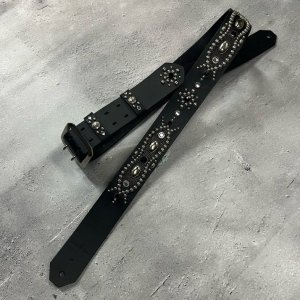  42mm Width Hard Leather Guitar Strap / Vintage Design 003 