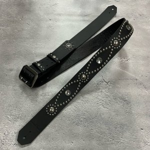  42mm Width Hard Leather Guitar Strap / Vintage Design 001 